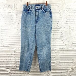 Bonjour Vintage 80s Mom Jeans Acid Wash High Waist Tapered Raw Hem Relaxed Fit 8